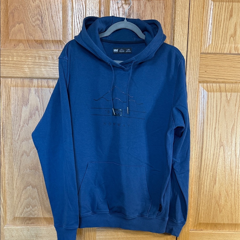 Vintage Helly Hansen Men's Navy Hoodie